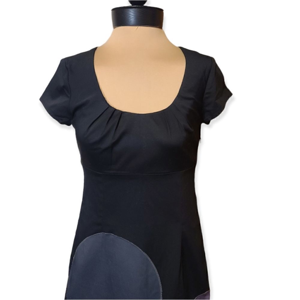 Boden Black Modern Dress Gray Purple  Circles Size 4 - Picture 2 of 8
